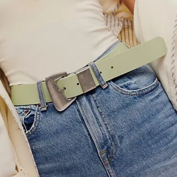 NWT Free People Siggy Leather Belt in Patina - Picture 1 of 4